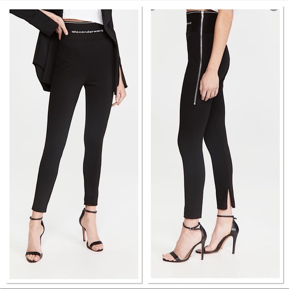Alexander Wang Leggings with Exposed Zipper & Logo $595 4